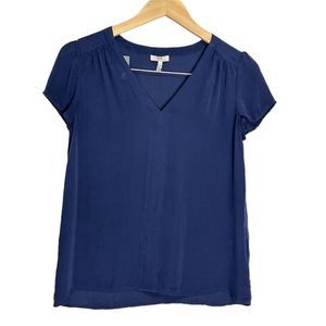 Joie Women’s Dark Blue Short Sleeve Silk Blouse Size Small